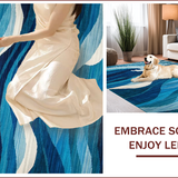 Ultra Soft Area Rug, Non Slip, Stain Resistant, Washable Area Rugs for Living Room, Bedroom, Artful Multi-Tone Seascape Design(Blue)