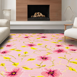 Ultra Soft Area Rug, Non Slip, Stain Resistant, Washable Area Rugs for Living Room, Bedroom, Serene Elegant Flower Aesthetic(Pink)