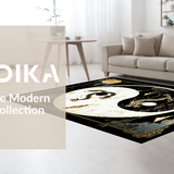 Ultra Soft Area Rug, Non Slip, Stain Resistant, Washable Area Rugs for Living Room, Bedroom, Sleek Contemporary Rounded Design(Black)