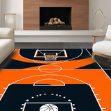 Ultra Soft Area Rug, Non Slip, Stain Resistant, Washable Area Rugs for Living Room, Bedroom, Stylish Round Athletic Theme(Orange)