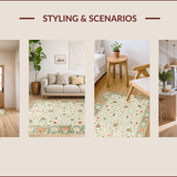 Ultra Soft Area Rug, Non Slip, Stain Resistant, Washable Area Rugs for Living Room, Bedroom, Soft Cream Ethereal Botanical Motif(Ivory)