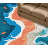 Ultra Soft Area Rug, Non Slip, Stain Resistant, Washable Area Rugs for Living Room, Bedroom, Nautical Beach Themed Living Room Area Carpet(Orange)