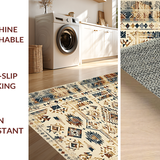 Ultra Soft Area Rug, Non Slip, Stain Resistant, Washable Area Rugs for Living Room, Bedroom, Artful Vintage Botanical Arrangement(Beige)