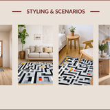 Ultra Soft Area Rug, Non Slip, Stain Resistant, Washable Area Rugs for Living Room, Bedroom, Elegant Neutral Geometric Arrangement(Gray)