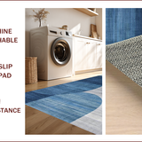 Ultra Soft Area Rug, Non Slip, Stain Resistant, Washable Area Rugs for Living Room, Bedroom, Artistic Subtle Circular Motif(Blue)