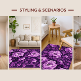 Ultra Soft Area Rug, Non Slip, Stain Resistant, Washable Area Rugs for Living Room, Bedroom, Stylish Modern Botanical Print(Purple)