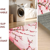 Ultra Soft Area Rug, Non Slip, Stain Resistant, Washable Area Rugs for Living Room, Bedroom, Serene Minimalist Cherry Blossom Style(Pink)