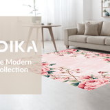 Ultra Soft Area Rug, Non Slip, Stain Resistant, Washable Area Rugs for Living Room, Bedroom, Elegant Pastel Rose Arrangement(Pink)