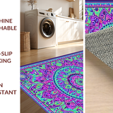 Ultra Soft Area Rug, Non Slip, Stain Resistant, Washable Area Rugs for Living Room, Bedroom, Eclectic Colorful Medallion Design(Purple)