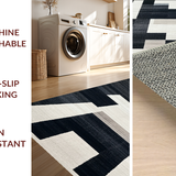 Ultra Soft Area Rug, Non Slip, Stain Resistant, Washable Area Rugs for Living Room, Bedroom, Striped Elegance Rug(Black)