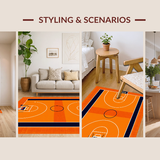 Ultra Soft Area Rug, Non Slip, Stain Resistant, Washable Area Rugs for Living Room, Bedroom, Whimsical Basketball Graphics Style(Orange)