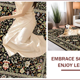 Ultra Soft Area Rug, Non Slip, Stain Resistant, Washable Area Rugs for Living Room, Bedroom, Soft Floral Vintage Living Room Rug(Beige)