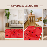 Ultra Soft Area Rug, Non Slip, Stain Resistant, Washable Area Rugs for Living Room, Bedroom, Bright Red Fun Artful Touch(Red)
