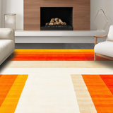 Ultra Soft Area Rug, Non Slip, Stain Resistant, Washable Area Rugs for Living Room, Bedroom, Vivid Abstract Rainbow Motif(Orange)