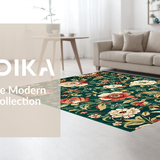 Ultra Soft Area Rug, Non Slip, Stain Resistant, Washable Area Rugs for Living Room, Bedroom, Artistic Leafy Botanical Fusion(Green)
