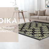 Ultra Soft Area Rug, Non Slip, Stain Resistant, Washable Area Rugs for Living Room, Bedroom, Sophisticated Monochrome Medallion(Black)