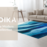 Ultra Soft Area Rug, Non Slip, Stain Resistant, Washable Area Rugs for Living Room, Bedroom, Blue Gradient Stripes, Modern Abstract Art(Blue)