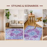 Ultra Soft Area Rug, Non Slip, Stain Resistant, Washable Area Rugs for Living Room, Bedroom, Cozy Pastel Trellis Design(Purple)