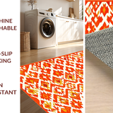 Ultra Soft Area Rug, Non Slip, Stain Resistant, Washable Area Rugs for Living Room, Bedroom, Rustic Textured Ogee Arrangement(Orange)