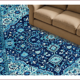 Ultra Soft Area Rug, Non Slip, Stain Resistant, Washable Area Rugs for Living Room, Bedroom, Elegant Faded Floral Arrangement(Blue)