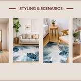 Ultra Soft Area Rug, Non Slip, Stain Resistant, Washable Area Rugs for Living Room, Bedroom, Trendy Two-Tone Tropical Aesthetic(Blue)