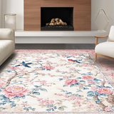Ultra Soft Area Rug, Non Slip, Stain Resistant, Washable Area Rugs for Living Room, Bedroom, Playful Garden Party Vibe(White)
