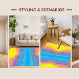 Ultra Soft Area Rug, Non Slip, Stain Resistant, Washable Area Rugs for Living Room, Bedroom, Contemporary Colorful Radiant Design(Yellow)