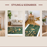 Ultra Soft Area Rug, Non Slip, Stain Resistant, Washable Area Rugs for Living Room, Bedroom, Artistic Earthy Mushroom Motif(Green)