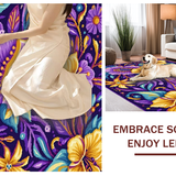 Ultra Soft Area Rug, Non Slip, Stain Resistant, Washable Area Rugs for Living Room, Bedroom, Elegant Symmetrical Seasonal Design(Purple)