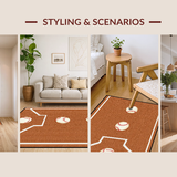 Ultra Soft Area Rug, Non Slip, Stain Resistant, Washable Area Rugs for Living Room, Bedroom, Unique Rustic Baseball Fusion(Brown)