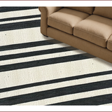 Ultra Soft Area Rug, Non Slip, Stain Resistant, Washable Area Rugs for Living Room, Bedroom, Modern Berber Stripe Farmhouse Living Room Rug(Black)
