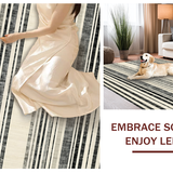 Bold Striped Contrast with Overlapping Black and White Linear Bands(Beige)