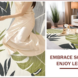 Ultra Soft Area Rug, Non Slip, Stain Resistant, Washable Area Rugs for Living Room, Bedroom, Elegant Earthy Monstera Motif(Gray)