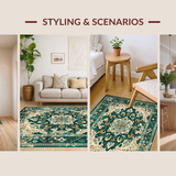 Ultra Soft Area Rug, Non Slip, Stain Resistant, Washable Area Rugs for Living Room, Bedroom, Timeless Elegant Green Palette(Green)