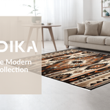 Ultra Soft Area Rug, Non Slip, Stain Resistant, Washable Area Rugs for Living Room, Bedroom, Cultural Rustic Geometric Aesthetic(Brown)