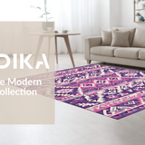 Ultra Soft Area Rug, Non Slip, Stain Resistant, Washable Area Rugs for Living Room, Bedroom, Artful Pink and Gold Design Fusion(Purple)