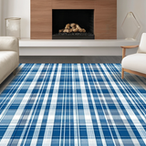 Ultra Soft Area Rug, Non Slip, Stain Resistant, Washable Area Rugs for Living Room, Bedroom, Lively Classic Checkered Theme(Blue)