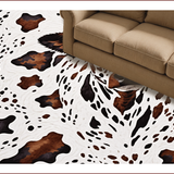 Ultra Soft Area Rug, Non Slip, Stain Resistant, Washable Area Rugs for Living Room, Bedroom, Western Cow Print Living Room Non-Slip Rug(White)