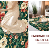 Ultra Soft Area Rug, Non Slip, Stain Resistant, Washable Area Rugs for Living Room, Bedroom, Artistic Leafy Botanical Fusion(Green)