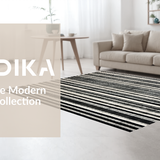 Ultra Soft Area Rug, Non Slip, Stain Resistant, Washable Area Rugs for Living Room, Bedroom, Elegant Safari Inspired Striped Floor Covering With Contemporary Art Design(Black)