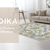 Ultra Soft Area Rug, Non Slip, Stain Resistant, Washable Area Rugs for Living Room, Bedroom, Vibrant Abstract Diamond Arrangement(Gold)