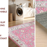 Ultra Soft Area Rug, Non Slip, Stain Resistant, Washable Area Rugs for Living Room, Bedroom, Unique Vintage Abstract Art Fusion(Pink)