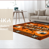 Ultra Soft Area Rug, Non Slip, Stain Resistant, Washable Area Rugs for Living Room, Bedroom, Striking Rustic Wildlife Motif(Orange)