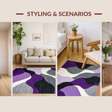 Ultra Soft Area Rug, Non Slip, Stain Resistant, Washable Area Rugs for Living Room, Bedroom, Abstract Purple Grey Swirl Motif(Purple)