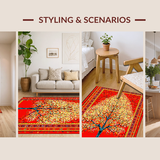 Ultra Soft Area Rug, Non Slip, Stain Resistant, Washable Area Rugs for Living Room, Bedroom, Lively Contemporary Leaf Pattern(Red)