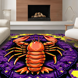 Ultra Soft Area Rug, Non Slip, Stain Resistant, Washable Area Rugs for Living Room, Bedroom, Artistic Lobster Embellished Scene(Purple)