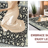 Ultra Soft Area Rug, Non Slip, Stain Resistant, Washable Area Rugs for Living Room, Bedroom, Contemporary Black Abstract Flourish(Black)