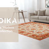 Ultra Soft Area Rug, Non Slip, Stain Resistant, Washable Area Rugs for Living Room, Bedroom, Rustic Floral Tapestry Motif(Orange)