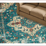 Ultra Soft Area Rug, Non Slip, Stain Resistant, Washable Area Rugs for Living Room, Bedroom, Rustic Vintage Ogee Pattern(Blue)