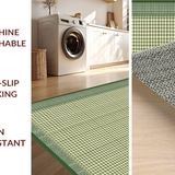 Ultra Soft Area Rug, Non Slip, Stain Resistant, Washable Area Rugs for Living Room, Bedroom, Rustic Vintage Striped Elegance(Green)